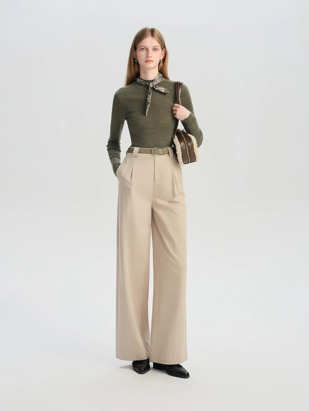 ZIQIAO Wool Sweater for Women Autumn and Winter New 18 Needle Nude Seamless Knitted Bottoming T-shirt