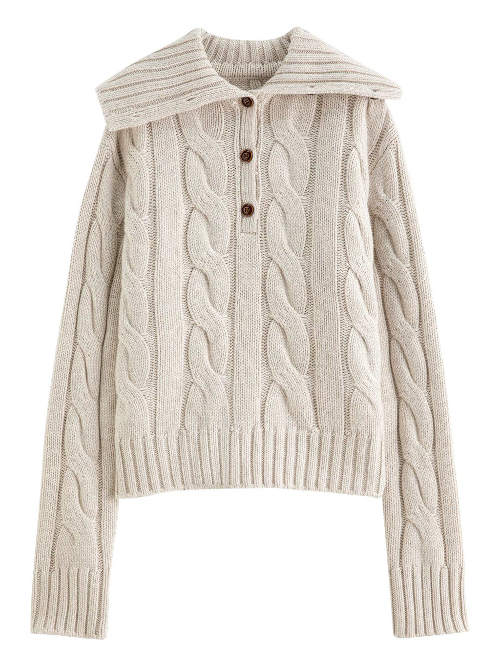 Reversible Turned-Up Collar Floral Knit Sweater for Women Winter 2025 New Arrival Slightly Oversized Fit Sweaters Pullovers