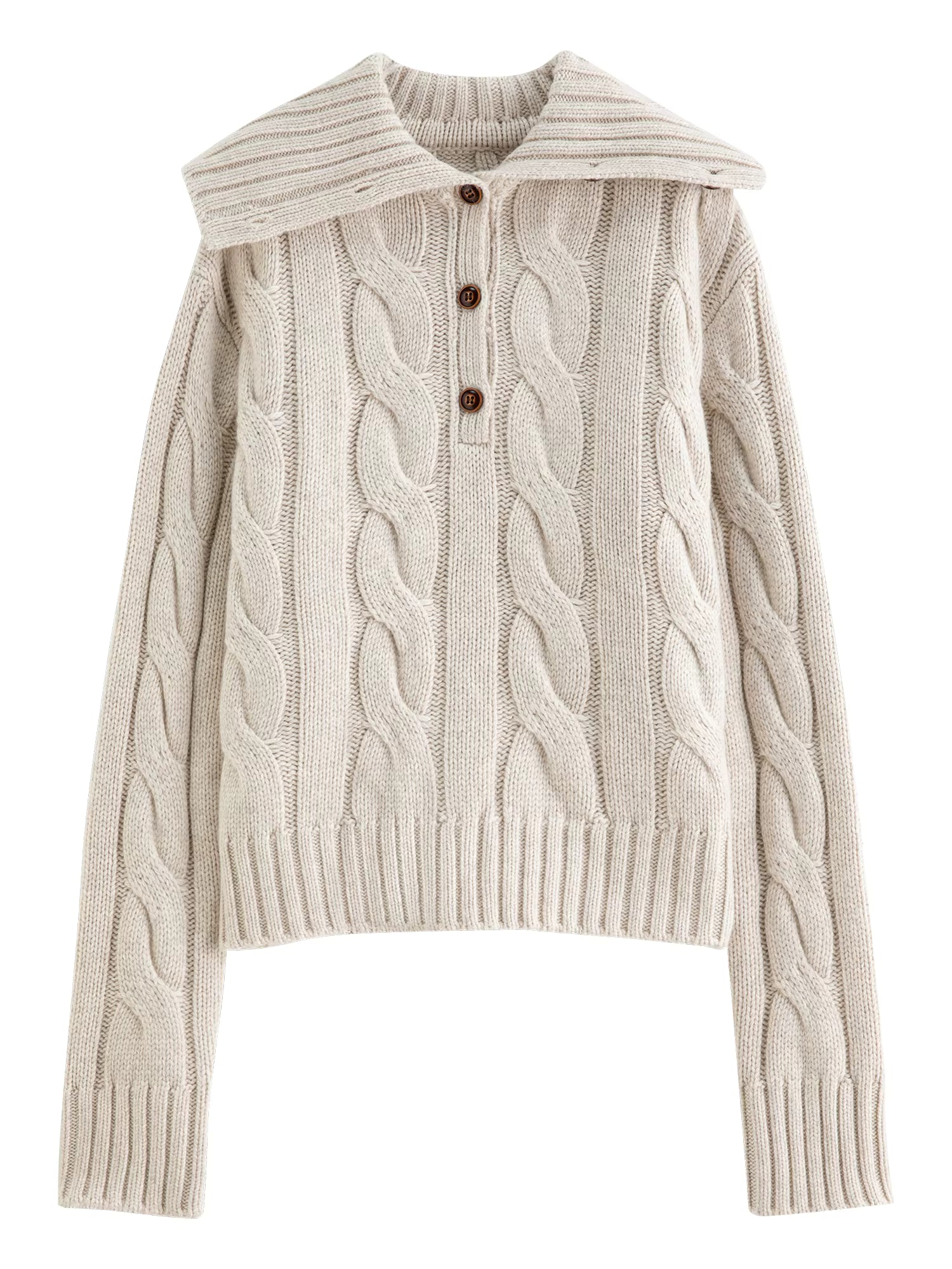 Reversible Turned-Up Collar Floral Knit Sweater for Women Winter 2025 New Arrival Slightly Oversized Fit Sweaters Pullovers