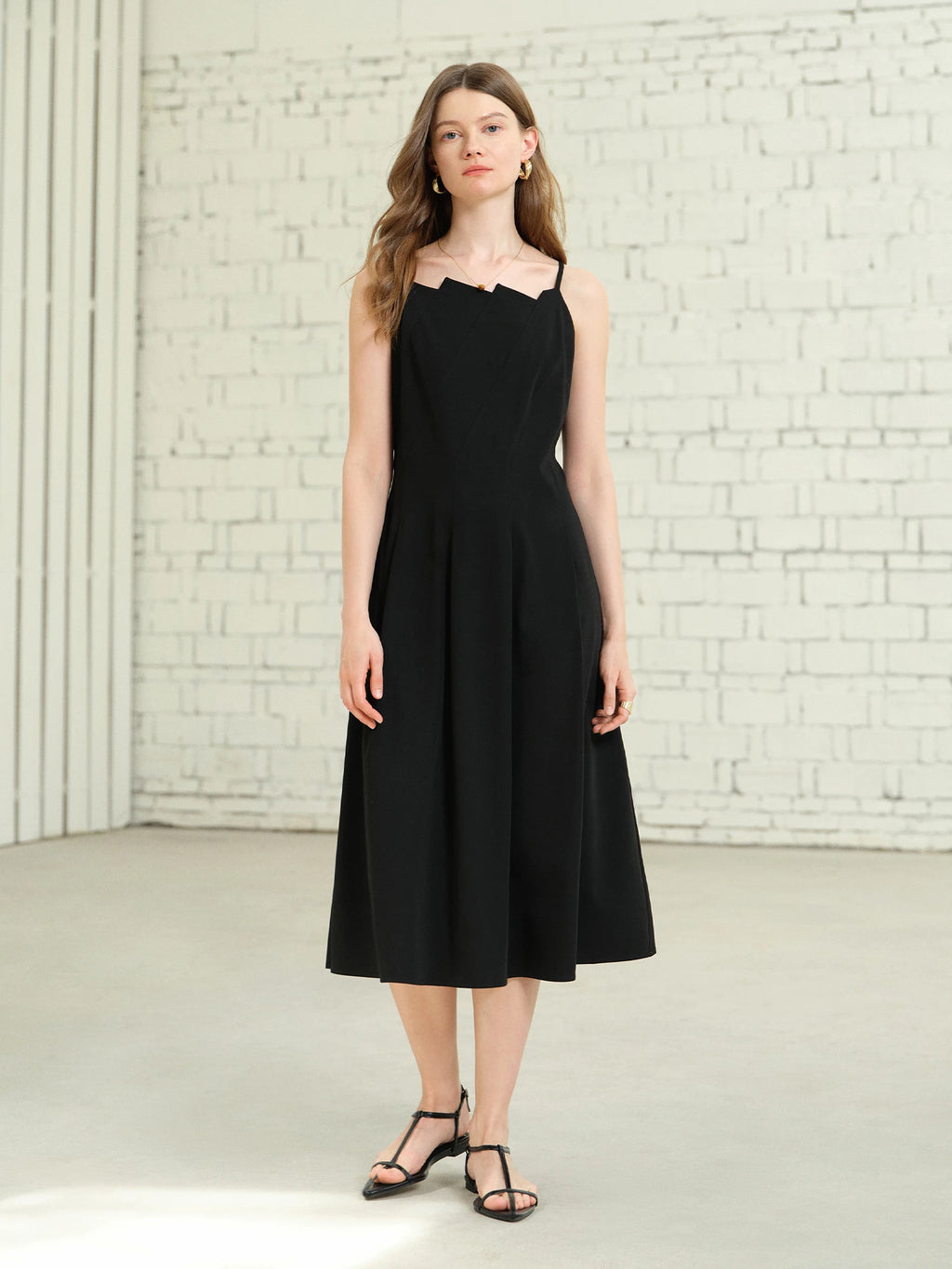DUSHU 2025 Summer Women's Origami Collar Maxi Dress - Convertible Dual Silhouette & Waist-Emphasizing Elegance