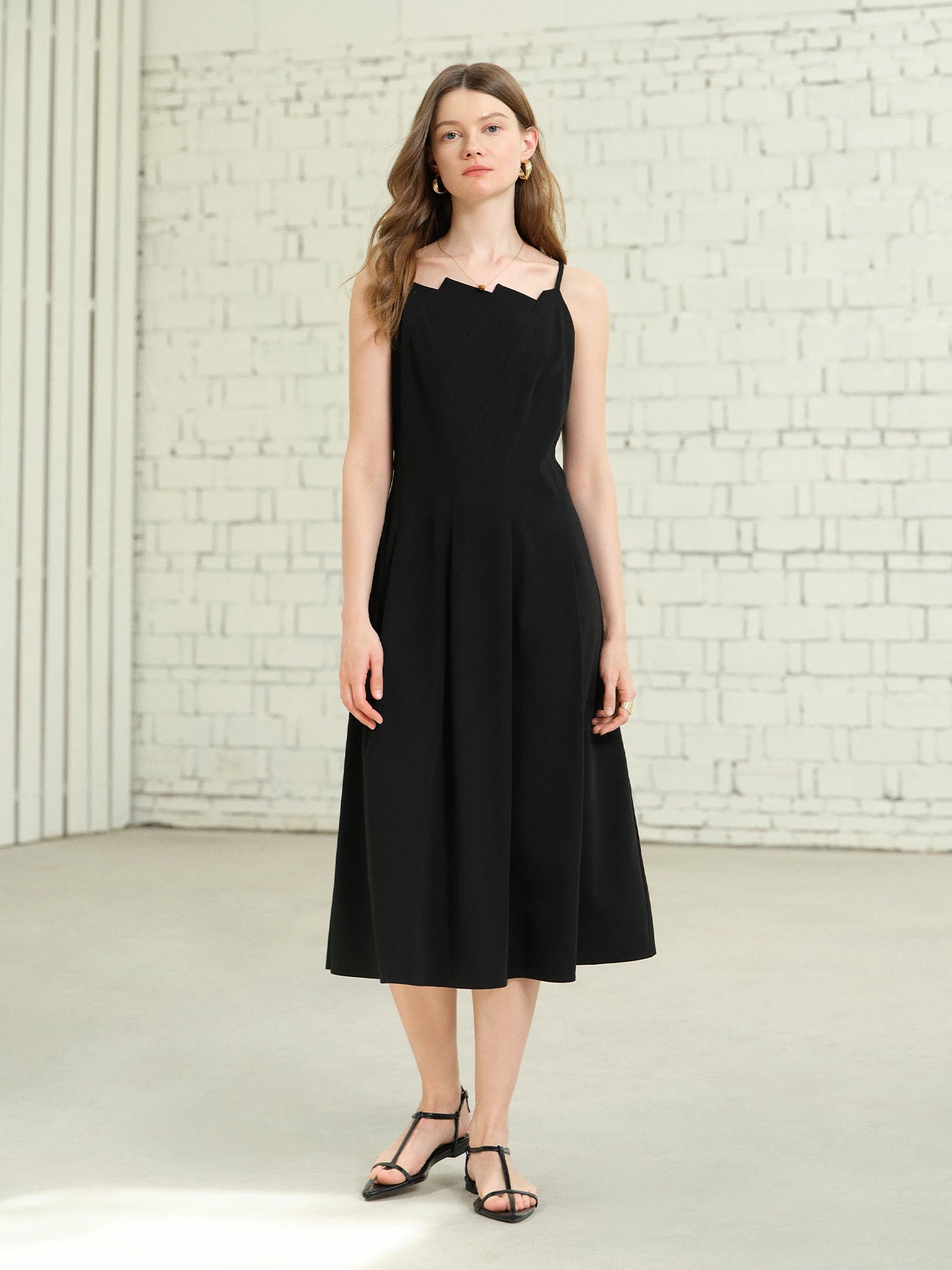 DUSHU 2025 Summer Women's Origami Collar Maxi Dress - Convertible Dual Silhouette & Waist-Emphasizing Elegance