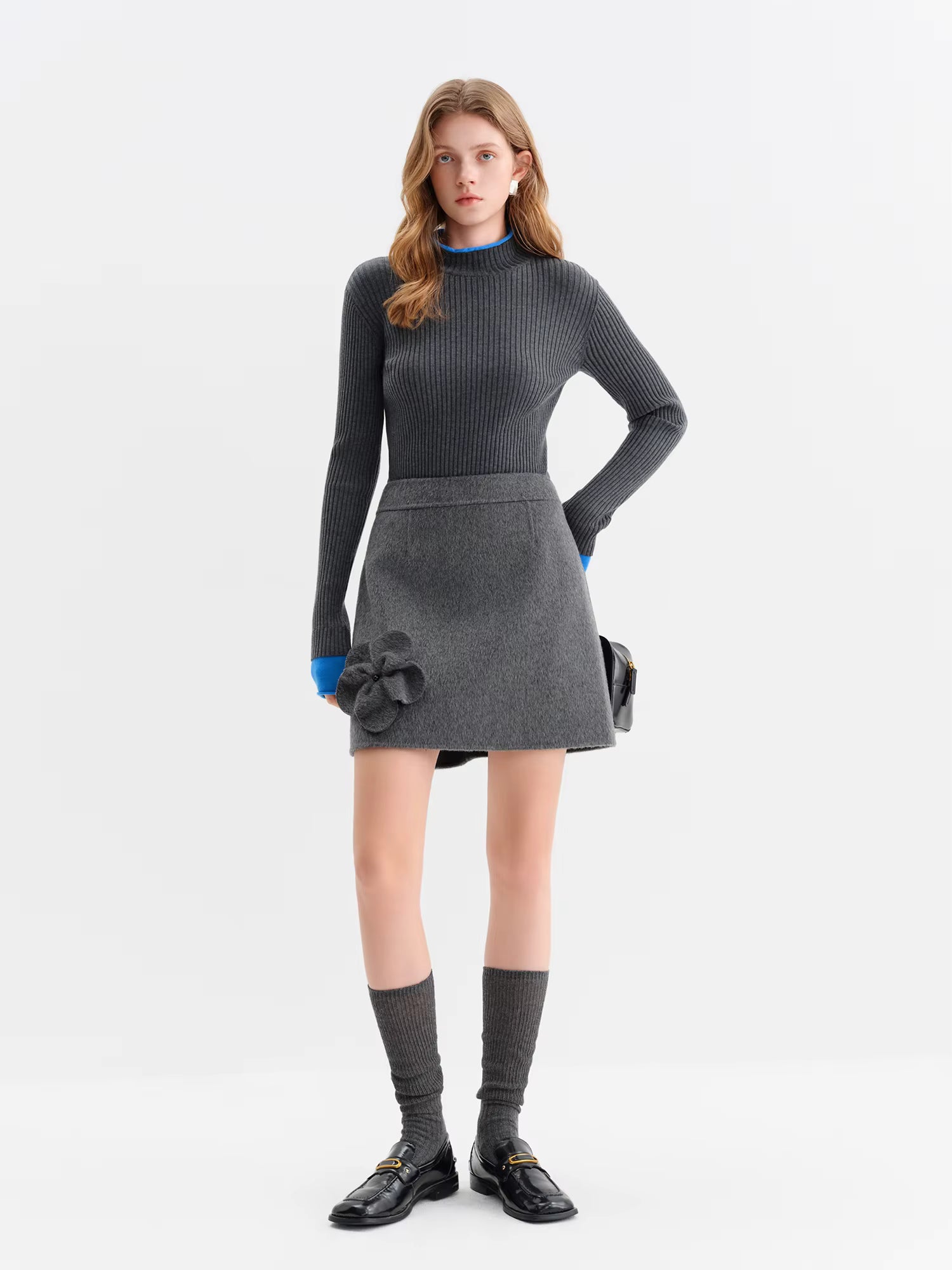 2025 Winter Women Short Wool Blend Coat Set with 3D Floral Pattern - Elegant Two-Piece Outerwear for Casual and Date Nights