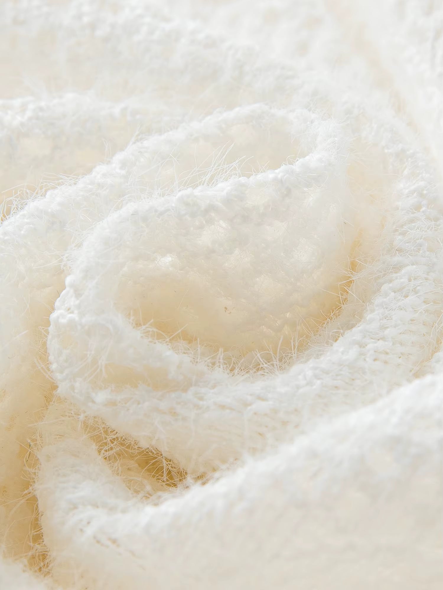 Autumn Women's White Lace Crochet Knit Top Blouse Elegant Tied Front Y2K Retro Soft Pullover Sweet Off-Shoulder Shirt