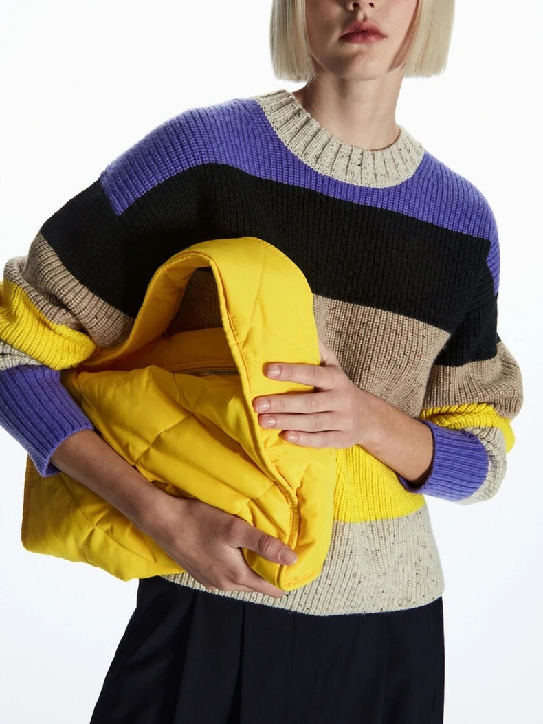 Ethereal  2023  winter new style of Women's casual standard version thread knit colour match wool blend sweater