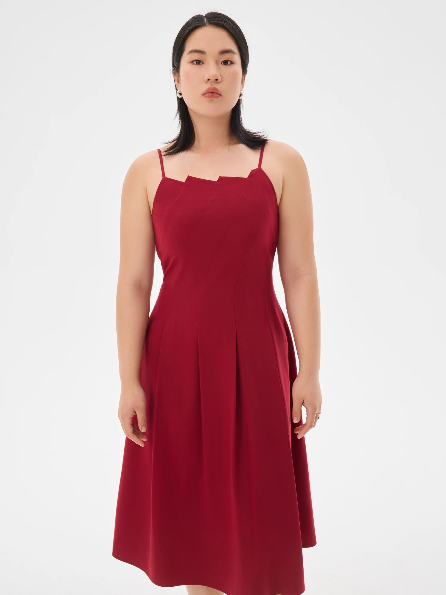DUSHU 2025 Summer Women's Origami Collar Maxi Dress - Convertible Dual Silhouette & Waist-Emphasizing Elegance