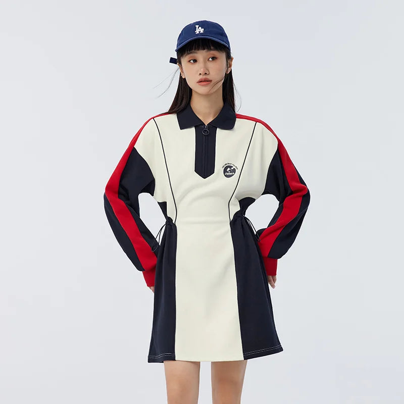 Semir Dress Women Loose 2023 Spring New Slimming Color Matching Polo Dress
