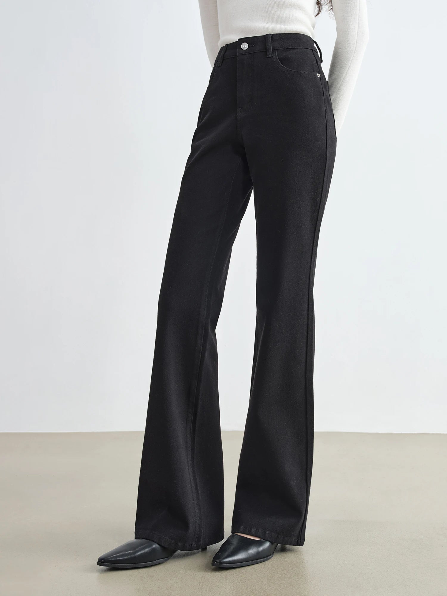 ZIQIAO Retro Denim Flared Pants for Women 2025 New Style High Waist Long Pants
