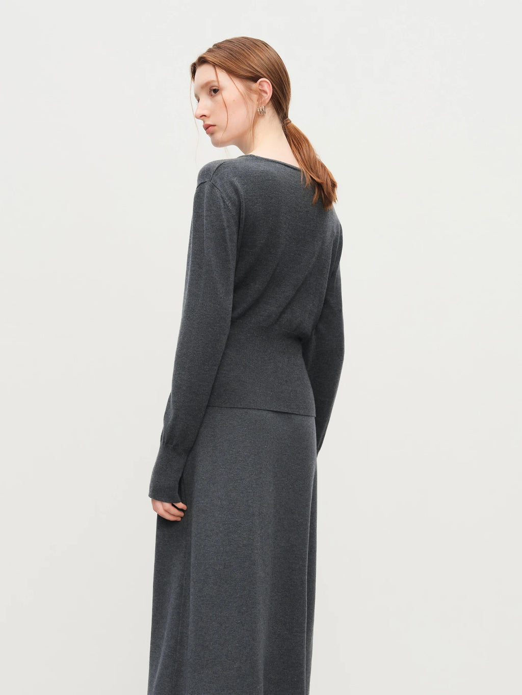 FSLE Women's 2025 Winter Wrap Style Round Neck Long Sleeve Knit Sweater & Skirt Two Piece Set Coordinated Outfit for Fall Winter