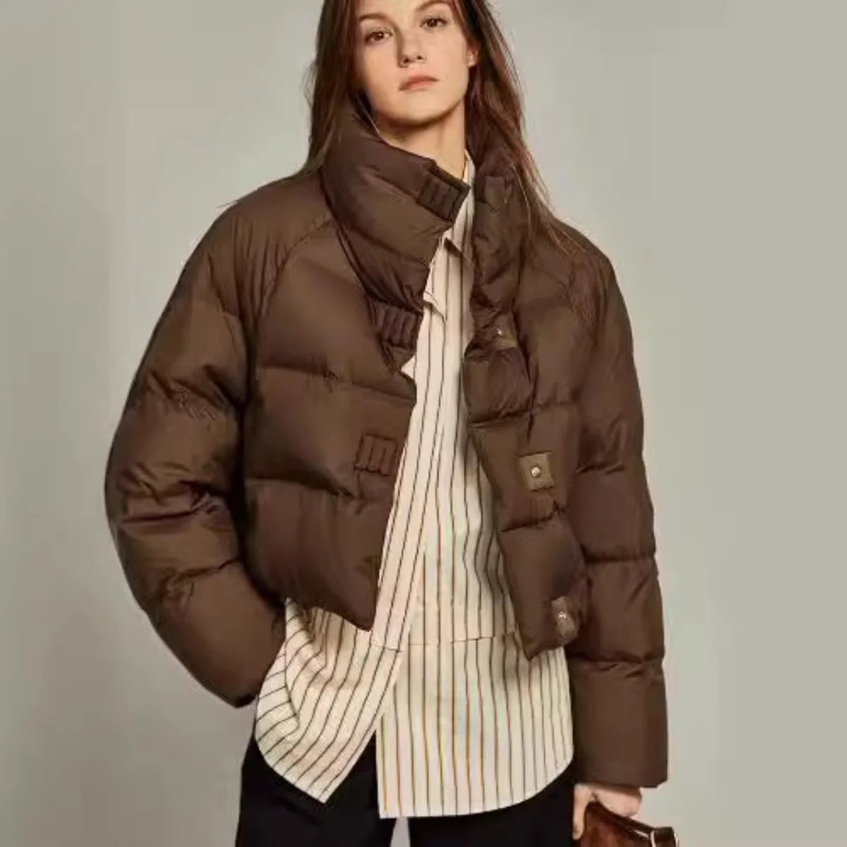 2024 new winter clothing women's brown cotton jacket short Korean style thickened jacket coat