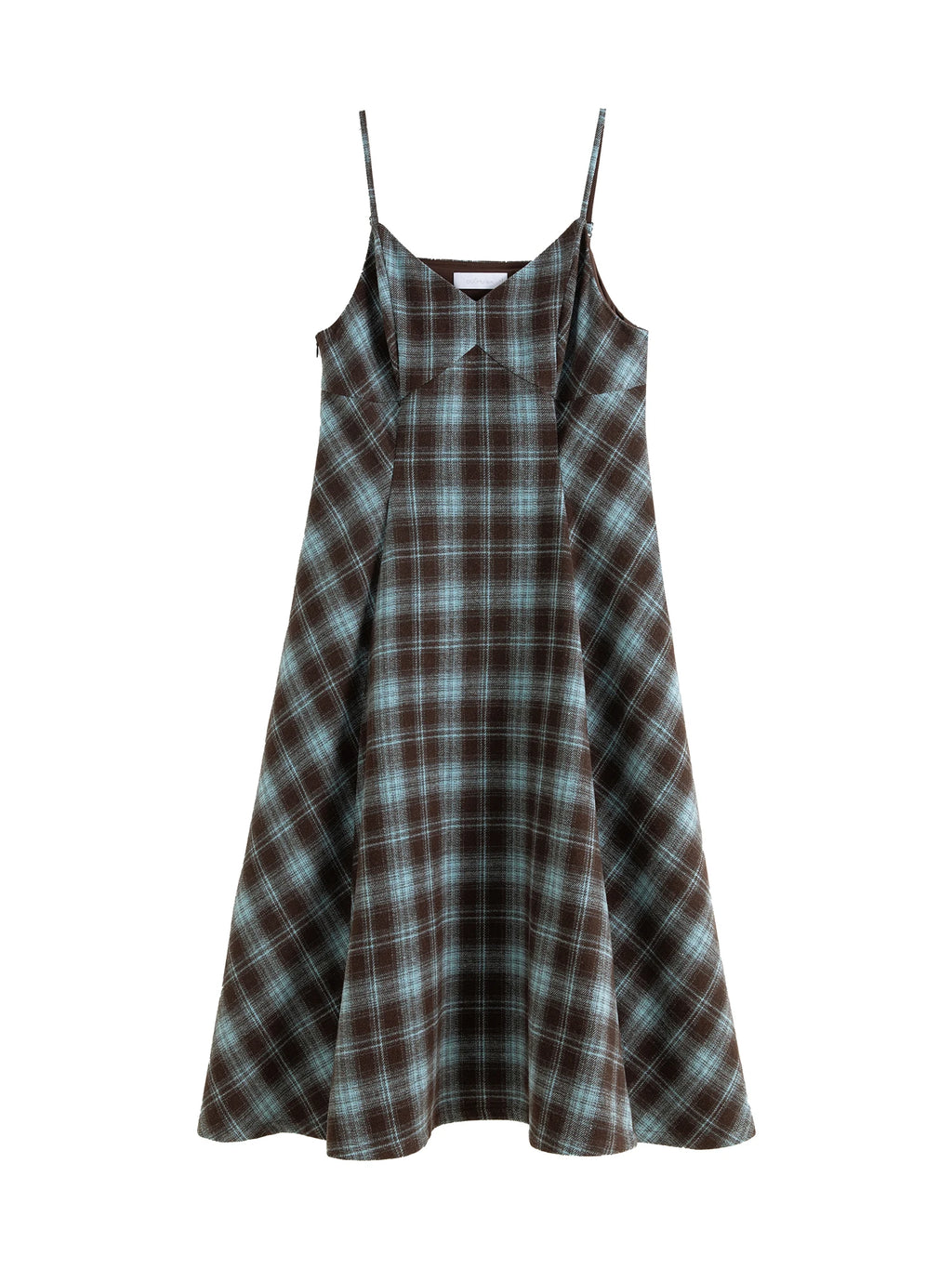 DUSHU Women Winter Strappy Dress 7.5% Wool Thicken Long A-LINE Blue Plaid Dresses Office Lady Winter Sleeveless Dress 24DS84345