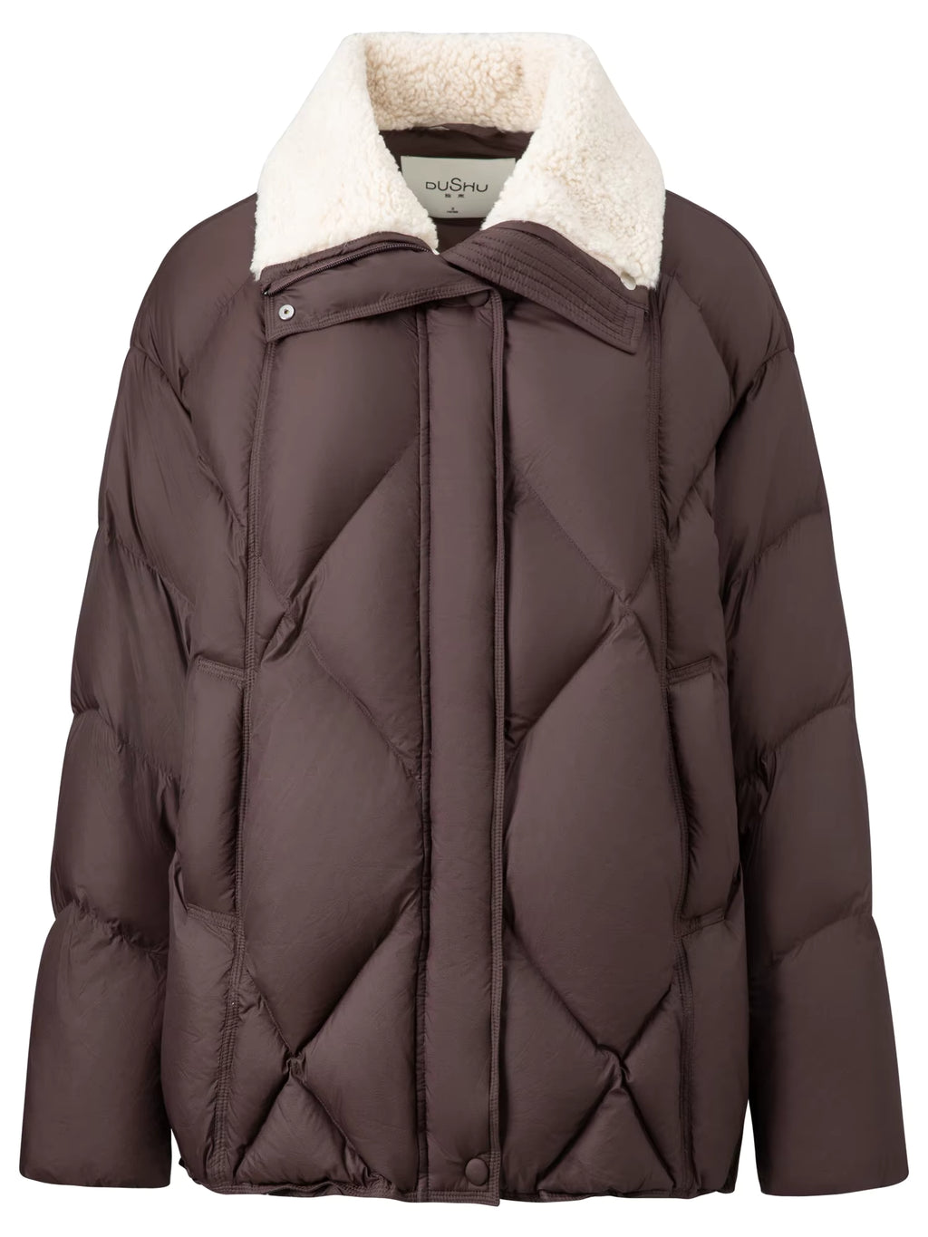 Furry Lapel Quilted White Duck Down Coats Women Casual Daily Retro Simple Loose Short Warm Coat Contrast Color Girlish BF