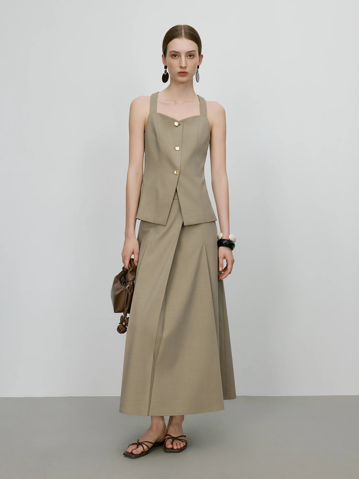 FSLE 【Premium Series】MInimalism Old Money Style Vest Top Skirt Set For Women 2025 Summer New Arrival Office Lady Chic Suit