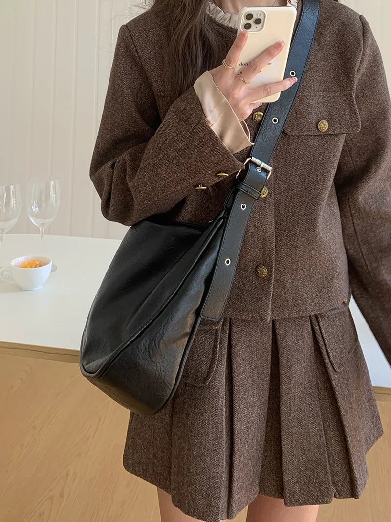 Innovative Mini Bolsos Purse And Handbags Mixture Versatile Vintage Tote Bag Simple Atumn And Winter New Vertical Box Shaped bag