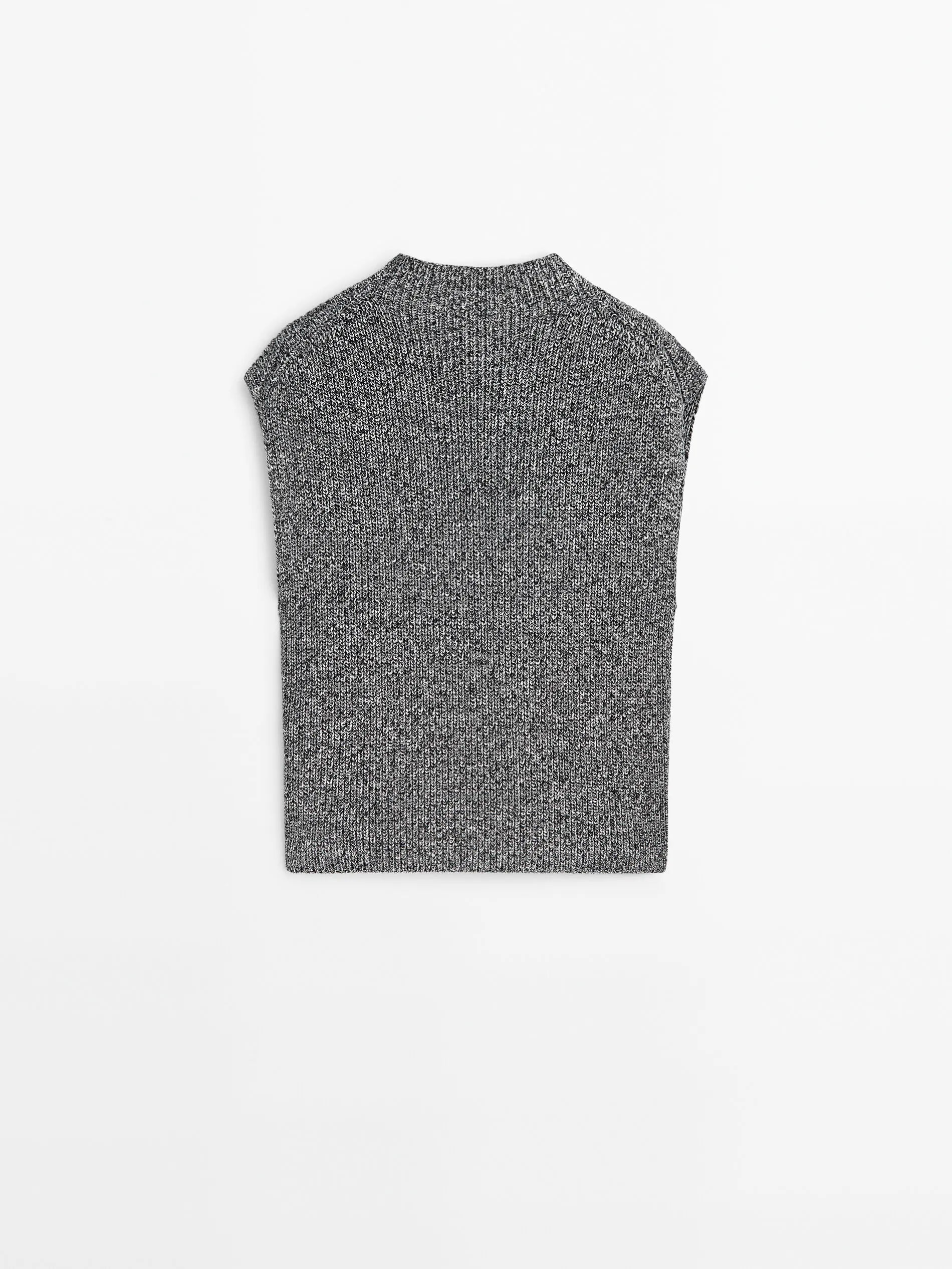 Ethereal  2024  new style of Slouchy minimalist two-tone yarn semi-turtleneck vest