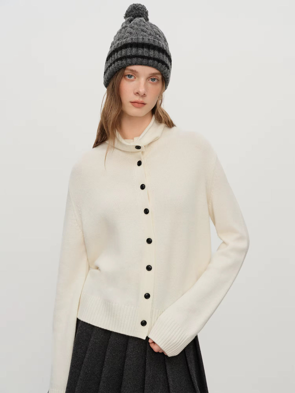 2025 Winter Women's Convertible Collar Wool Blend Knit Cardigan - Turtle Neck & Lapel Two Way Wear Long Sleeve Coat