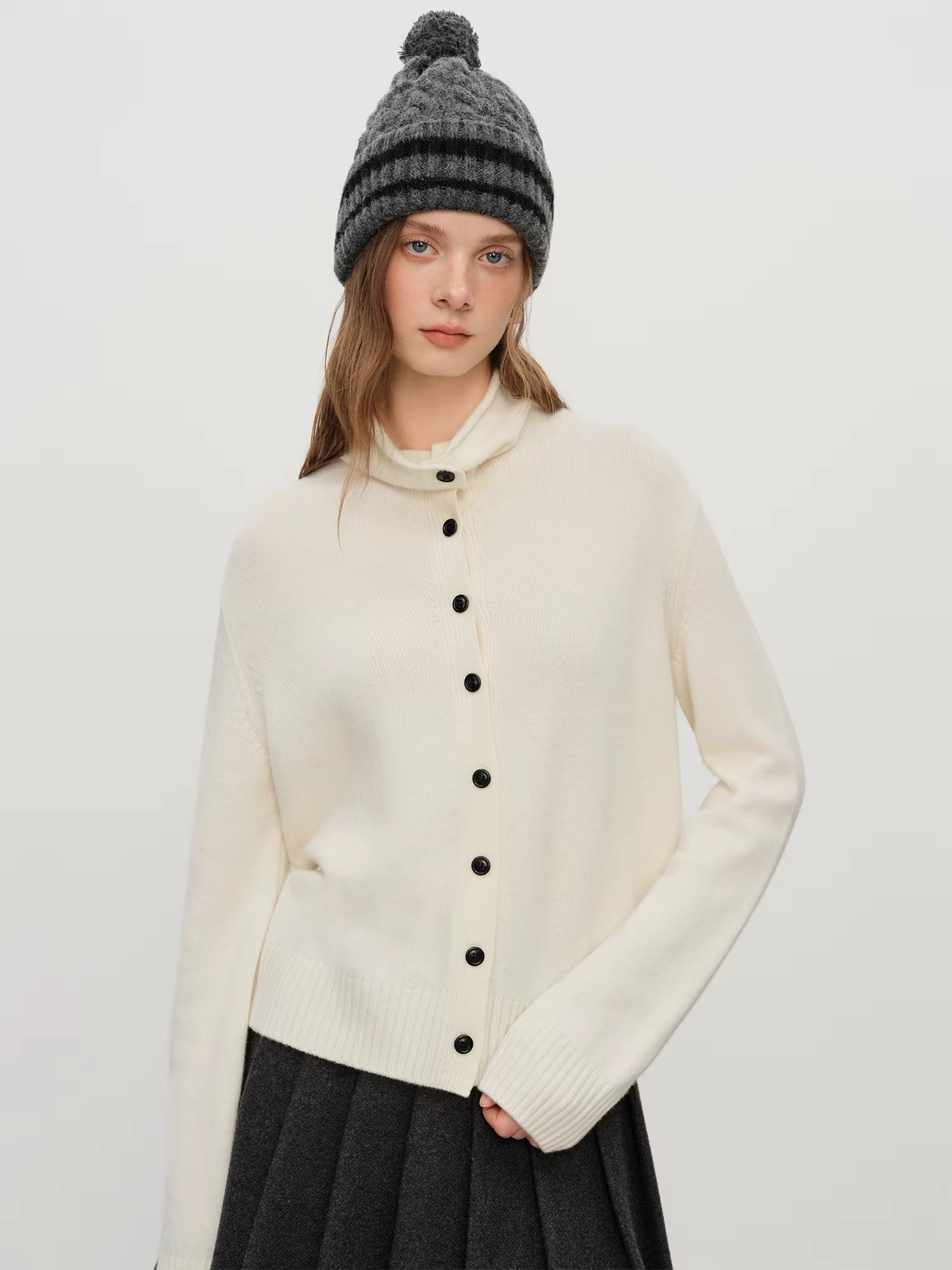 2025 Winter Women's Convertible Collar Wool Blend Knit Cardigan - Turtle Neck & Lapel Two Way Wear Long Sleeve Coat