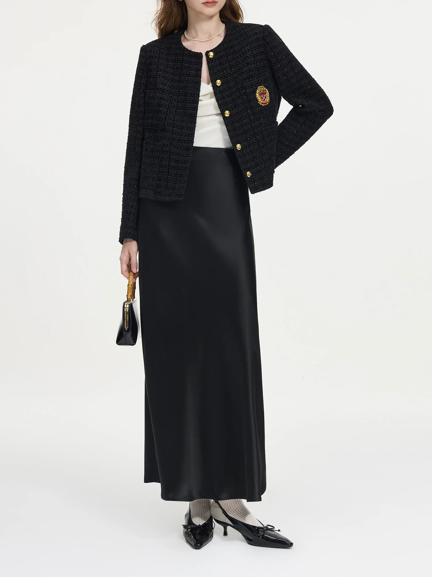 FSLE Office Lady Wool Academy Short Coat 2024 Winter New Light Commuter Embroidered Coat Casual Loose 24FS14263