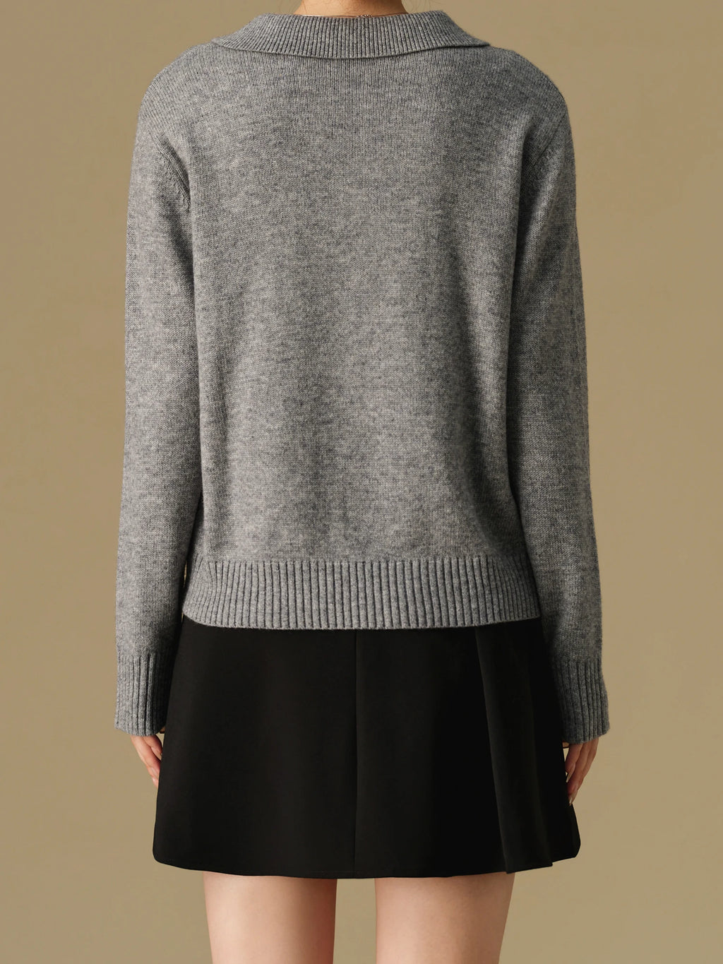 DUSHU Women's College Style Knitted Sweater Women's 2024 Winter New Slimming Grey Sweater Casual Loose 24DS84223