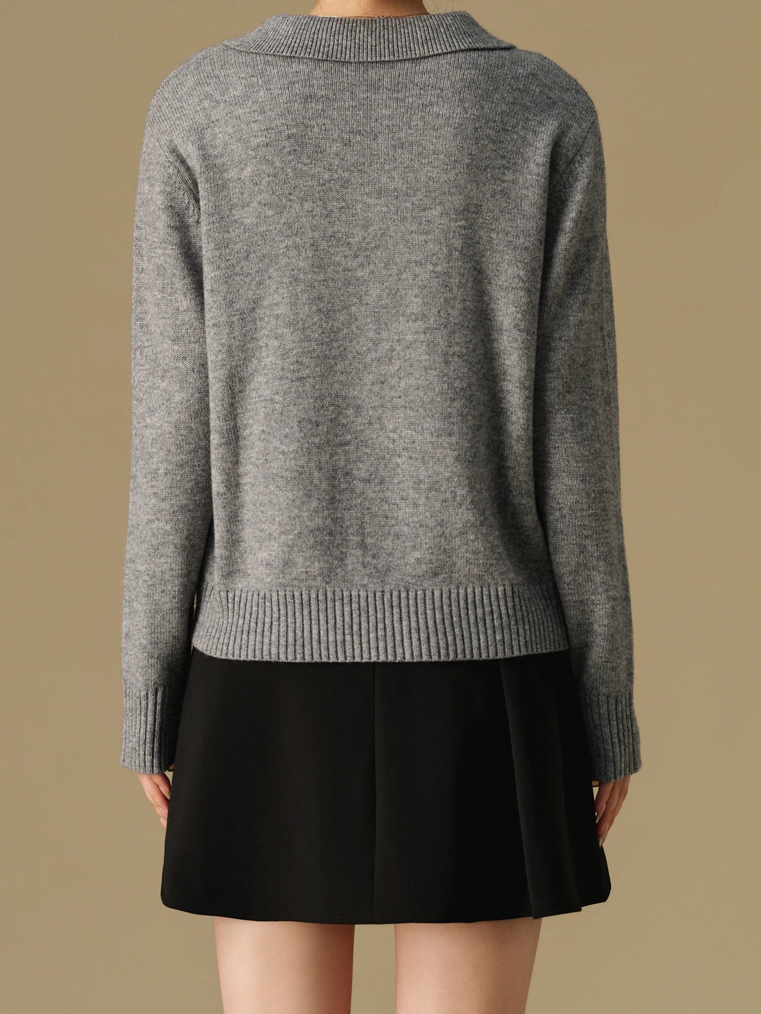DUSHU Women's College Style Knitted Sweater Women's 2024 Winter New Slimming Grey Sweater Casual Loose 24DS84223