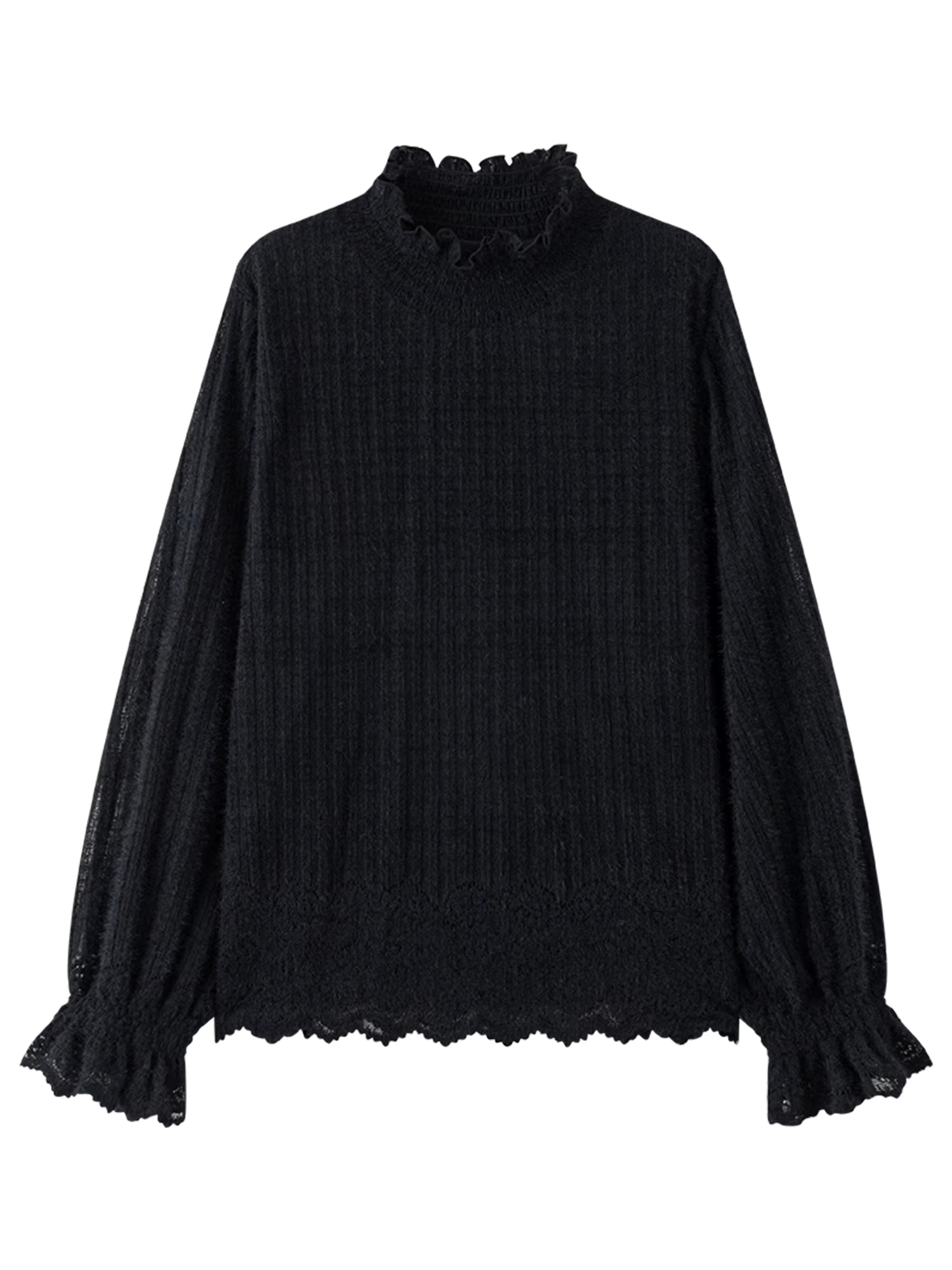 &nbsp;Gentle Bottoming T-shirt Women 2025 Autumn and Winter Wear Pullovers Wear Fairy Lace Top Loose All-match Elegant Ladies