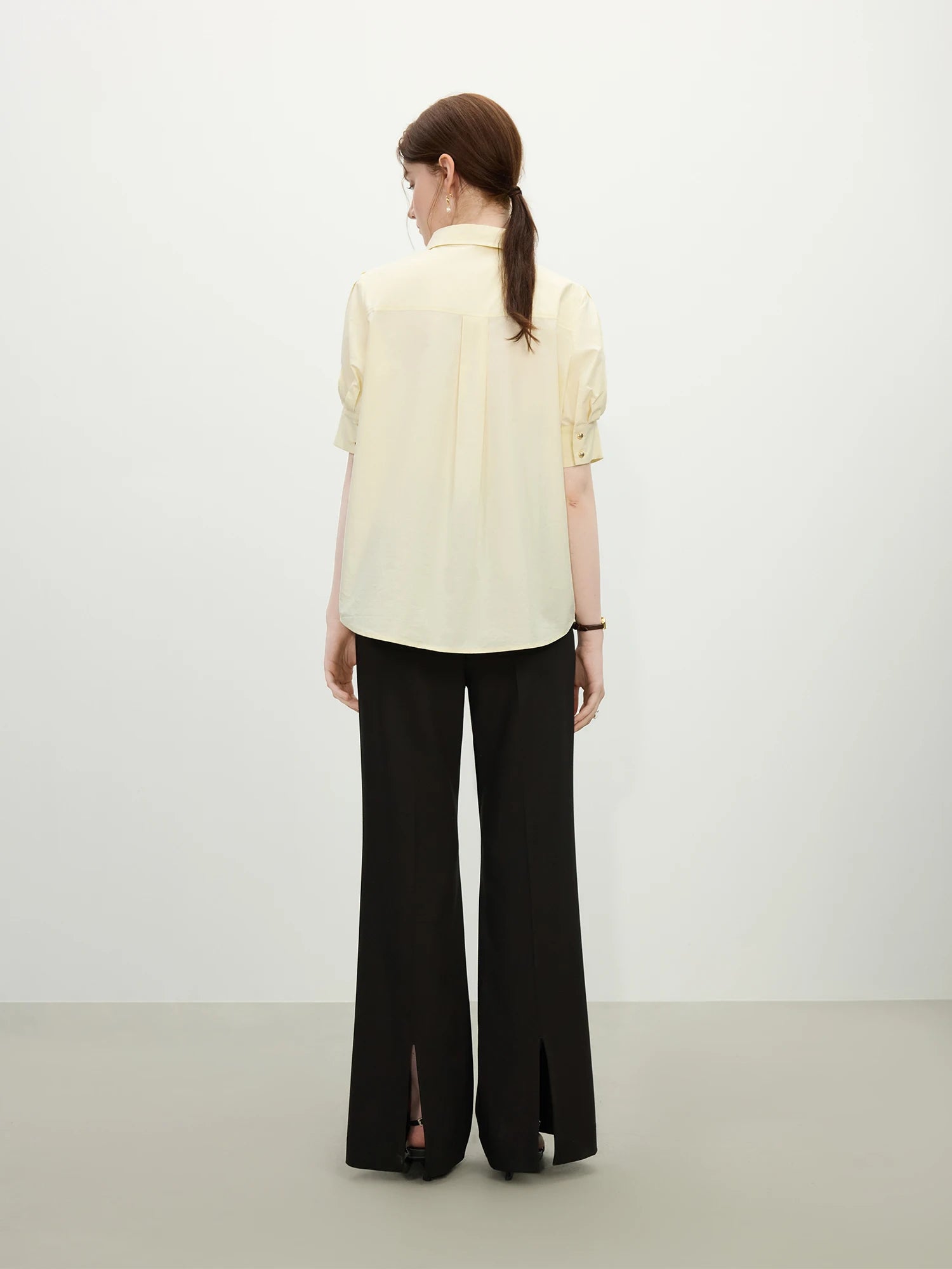 FSLE Elegant Temperament Style Commuting Lapel Short-sleeved Shirt For Women 2025 Summer New Design Formal