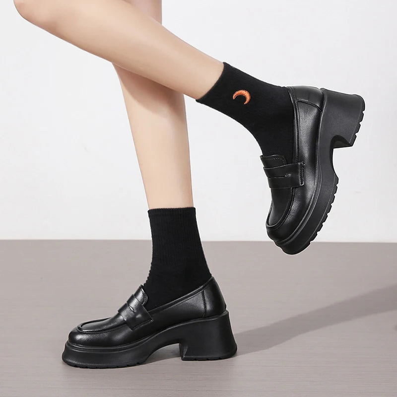 Lucyever Women's Loafers 2024 Spring British Style Slip On Platform Mary Jane Shoes Woman Japanese Jk Uniform Lolita Shoes Women