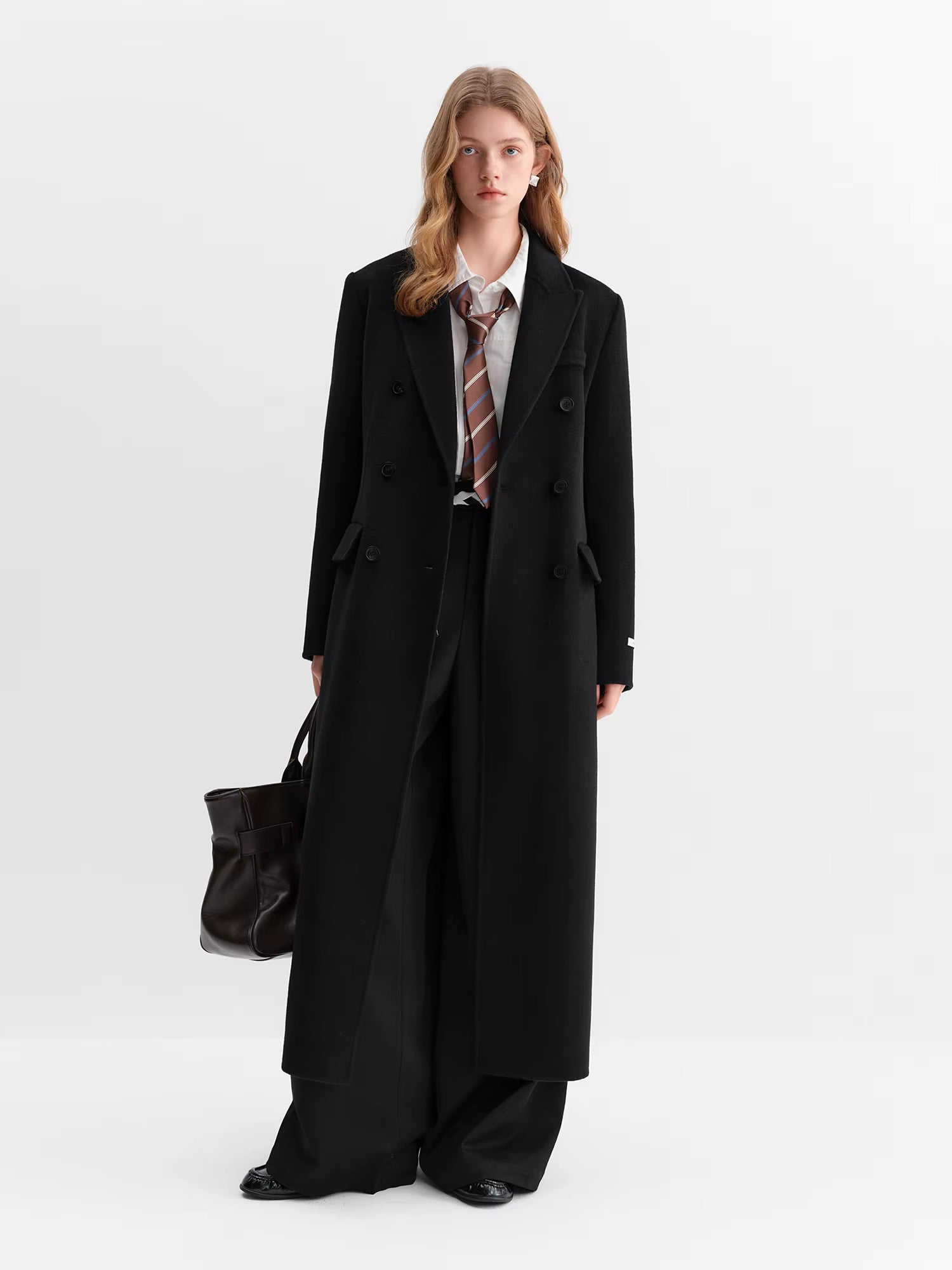 Women Tailored Coat with Double-Faced Tweed Oversized Flattering Silhouette Premium Wool Outerwear 2025 Winter New Arrival