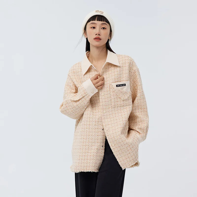 Semir 2023 Women Jacket Spring New Mid-length Raw-edge Chambray Style Top Coat for Women