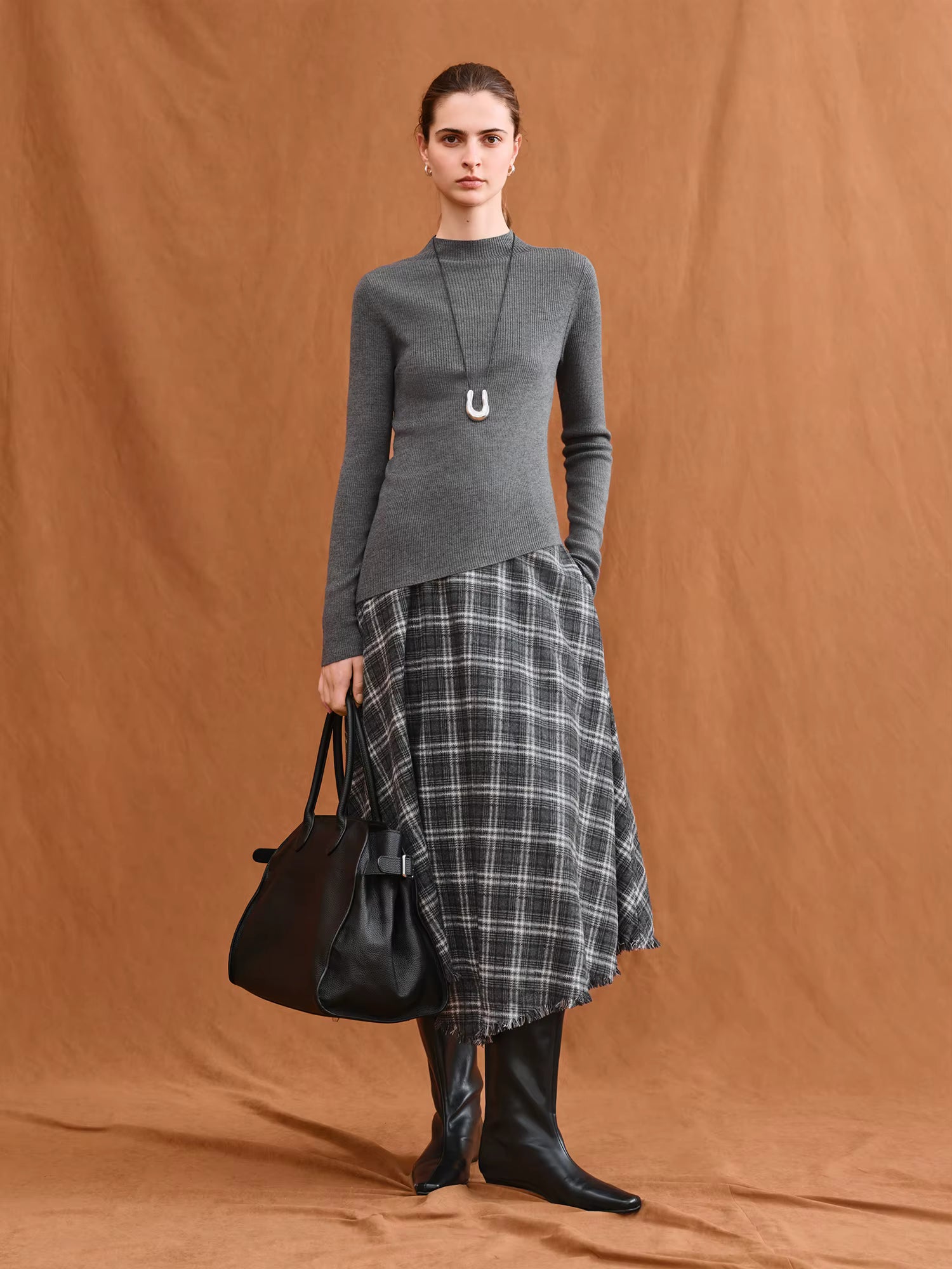 Women's Asymmetric Hem High Neck Wool Sweater 2025 Winter New Thermal Knit Top Slim Fit Casual Warm Pullover
