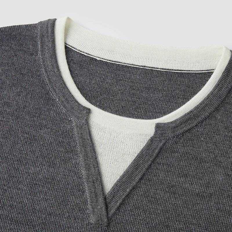 Semir Knitted Sweater Women Wool-Containing Round Neck Slim Fit Temperament 2024 Winter NewColorblock Sweater