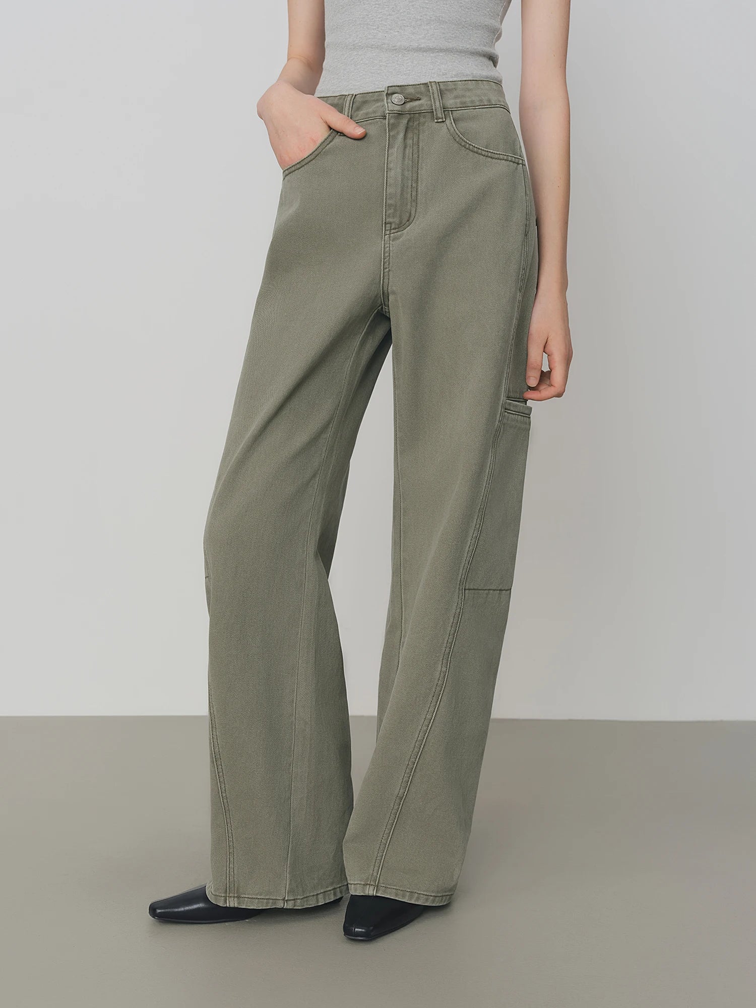 FSLE High Waist Straight Slim Work Jeans Women's Autumn 2025 New Commuter Casual Pants