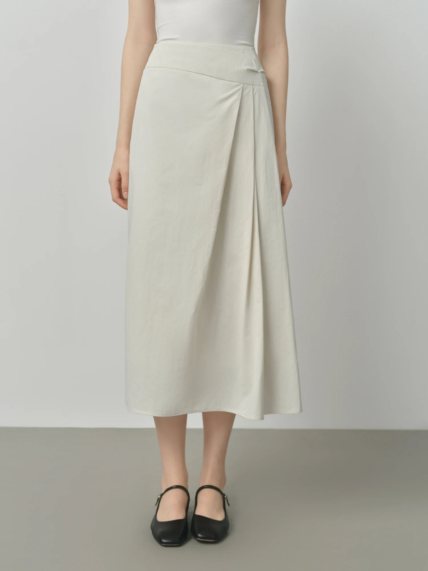 FSLE 2025 Women's High Waist A-Line Skirt - Irregular Hem Office Elegant Long Midi Autumn Textured Design with Loose Fit