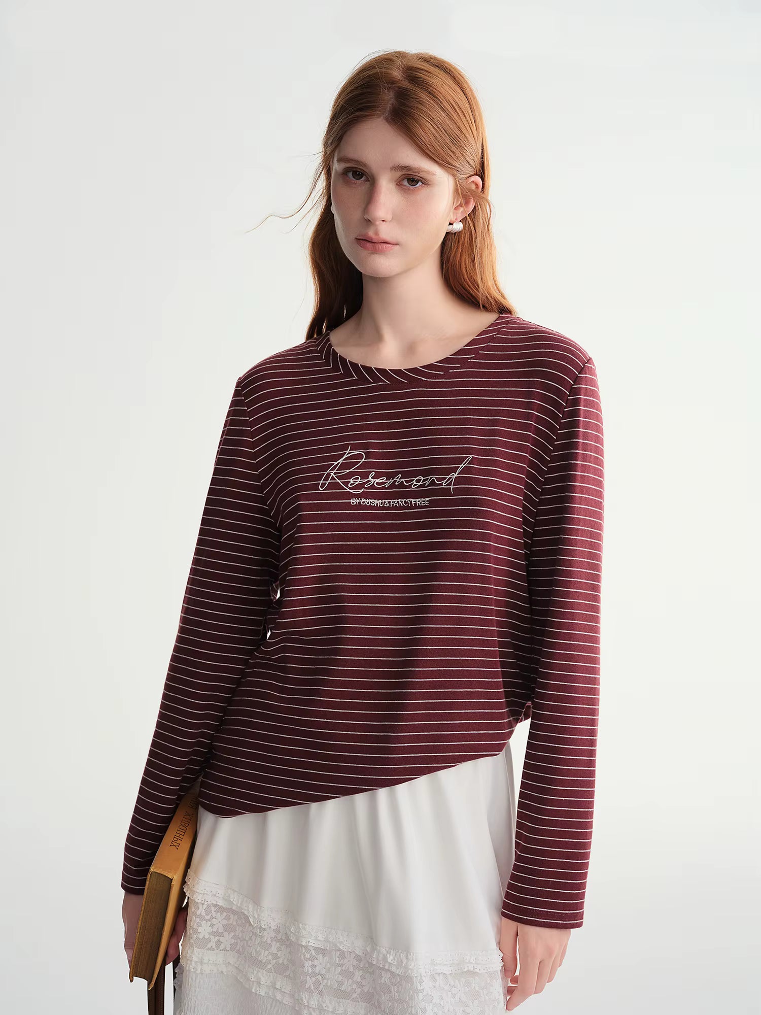 Letter Embroidery T-Shirt Women 2025 Autumn Winter Vintage American Style Long Sleeve Top Casual Streetwear Basic Tee