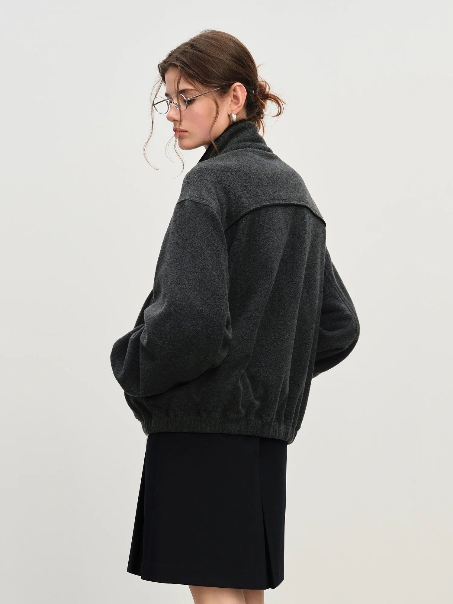 FSLE Stand Collar Raglan Casual Style Jacket for Women 2025 Autumn New Contrast Color Windproof Short Jacket All-match