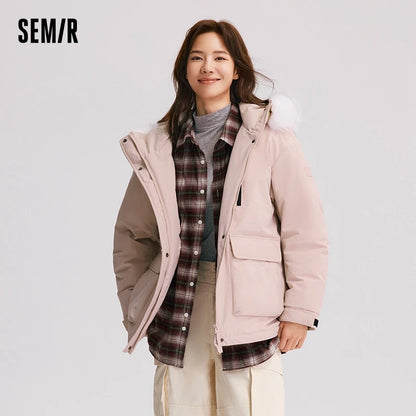 Semir Down Jacket Women Mid-Length 2024 New Winter Loose Down Jacket