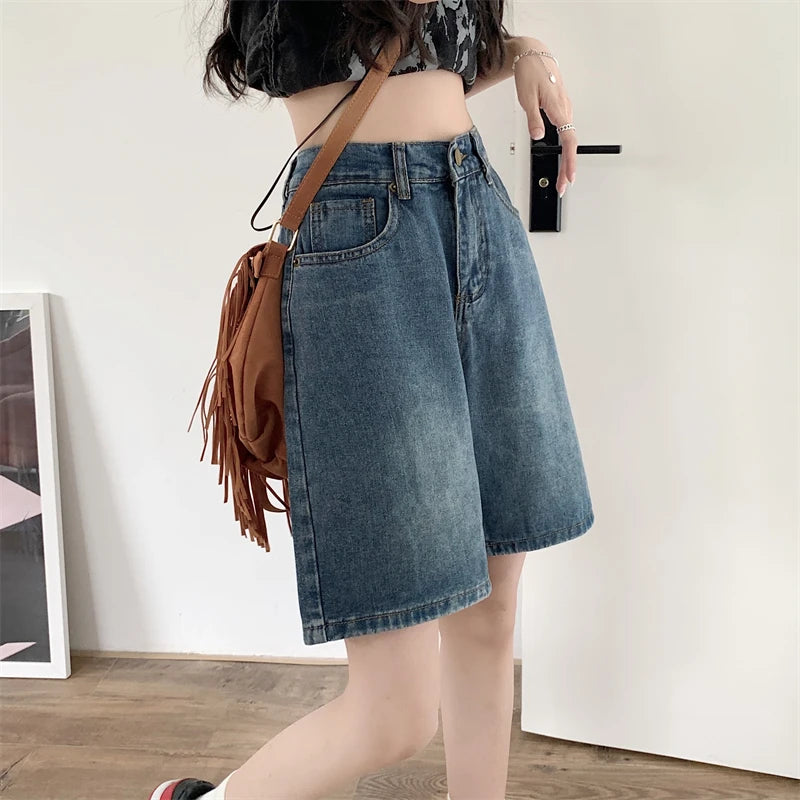 Summer Denim Shorts For Women Jean Short Femme High Waist Korean Style Womans Clothing
