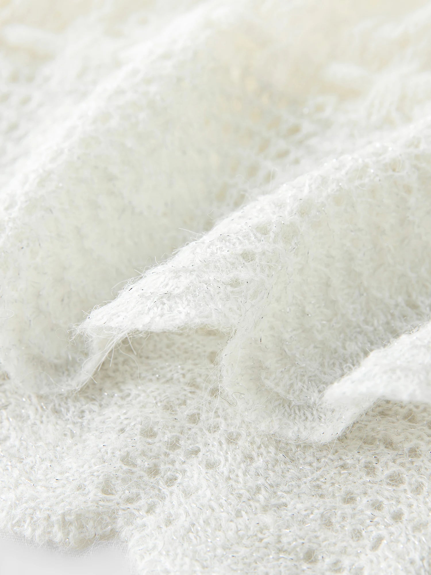 FSLE One-shoulder White Fairy Knitted Suit Set for Women Autumn 2025 New Hollow Wool Knitted Sweater