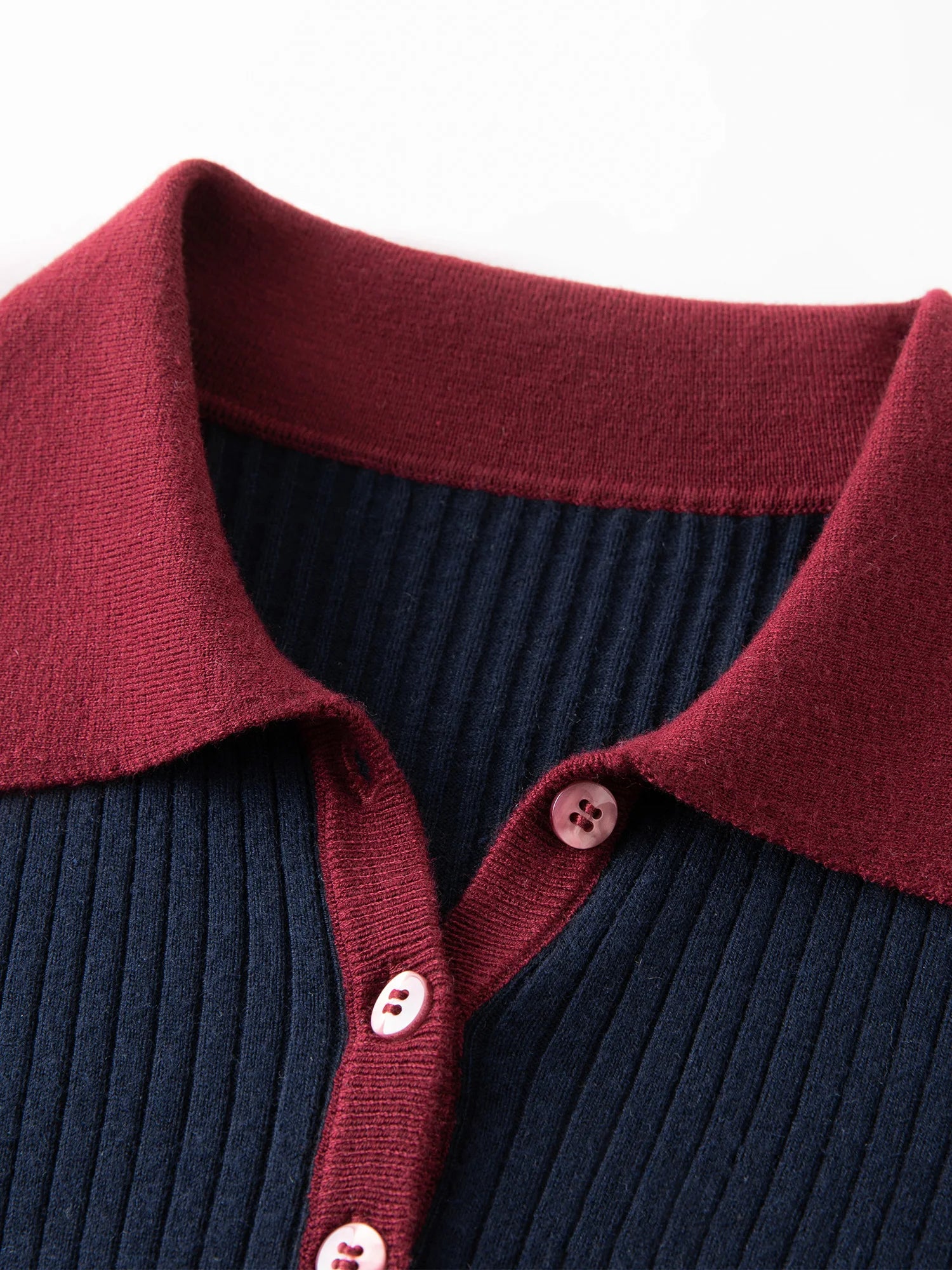 FSLE Silk and Wool Color Clash Polo Collar Knit Sweater for Women 2025 New Versatile Top Pullovers