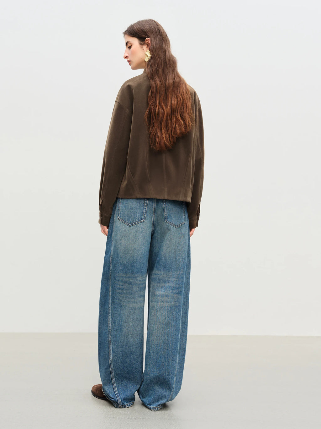 FSLE【Premium Series】2025 Women's Faux Suede Embroidered Jacket - Retro Inspired Stand Collar Short Coat Casual Office