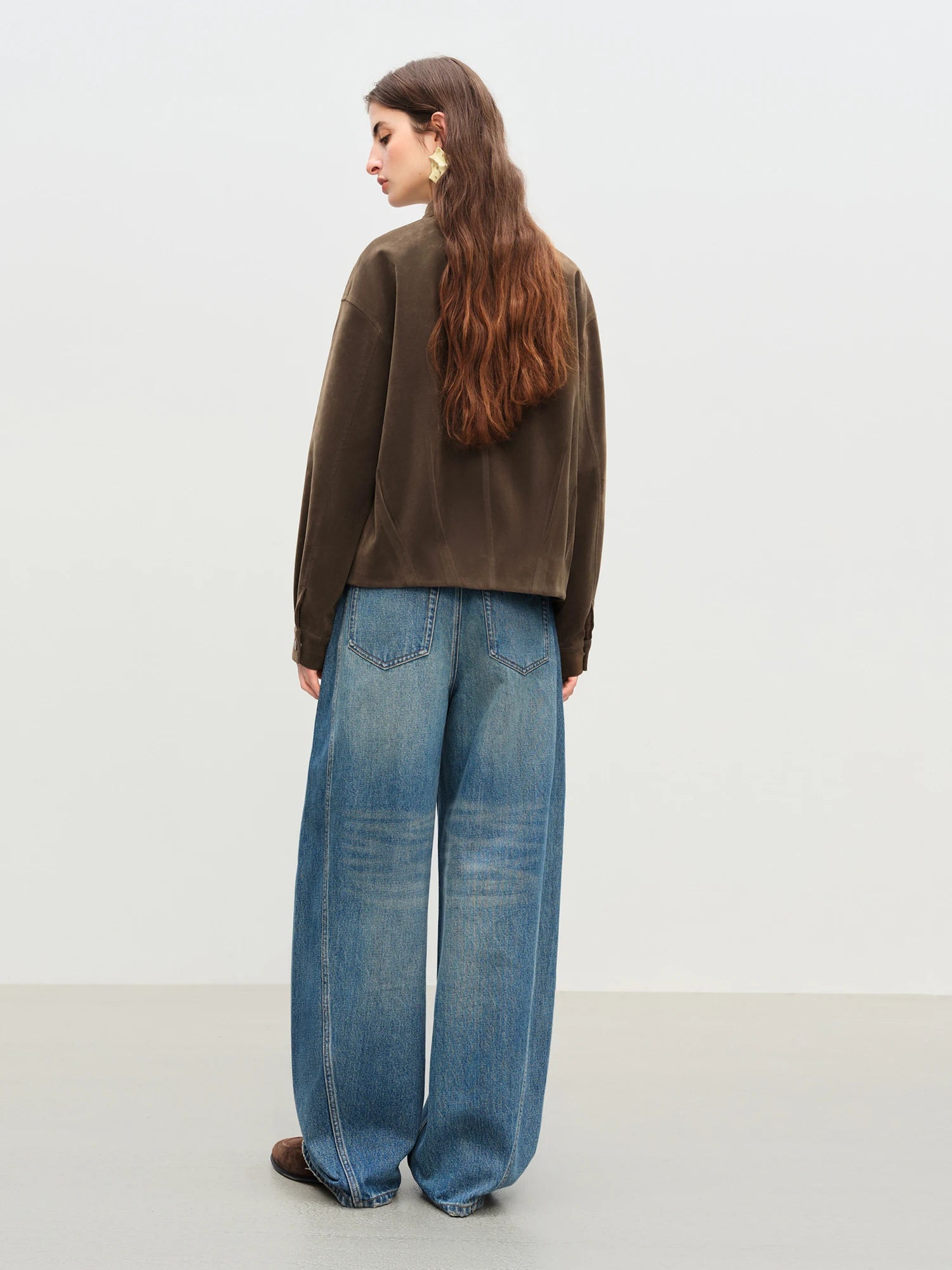 FSLE【Premium Series】2025 Women's Faux Suede Embroidered Jacket - Retro Inspired Stand Collar Short Coat Casual Office