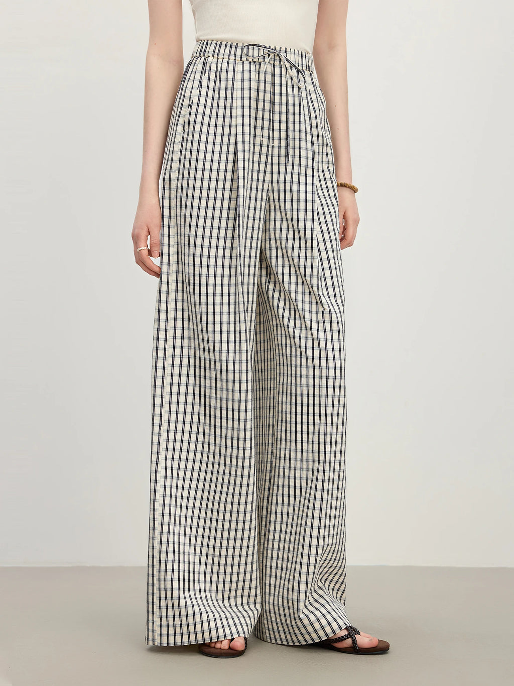 FSLE 2025 Summer Textured Relaxed Pants - Fluid Hem Midi Length Resort to Office Casual Trousers