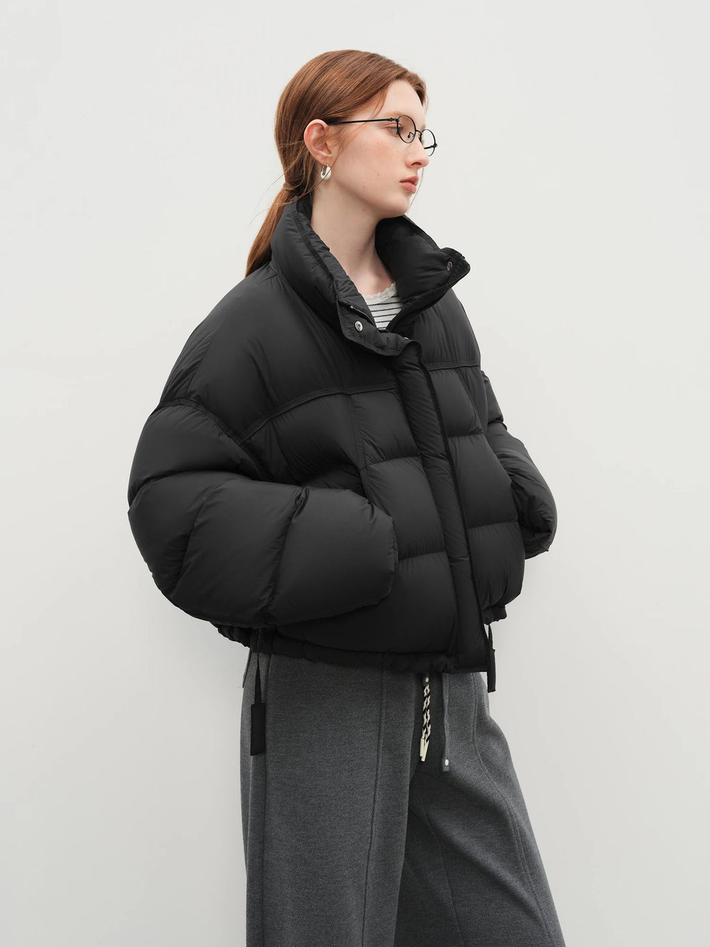 Winter 2025 Women Cloud-Like Puffer Coat - Stand Collar Short Down Jacket Lazy Chic Style Glossy Finish for Casual Comfort