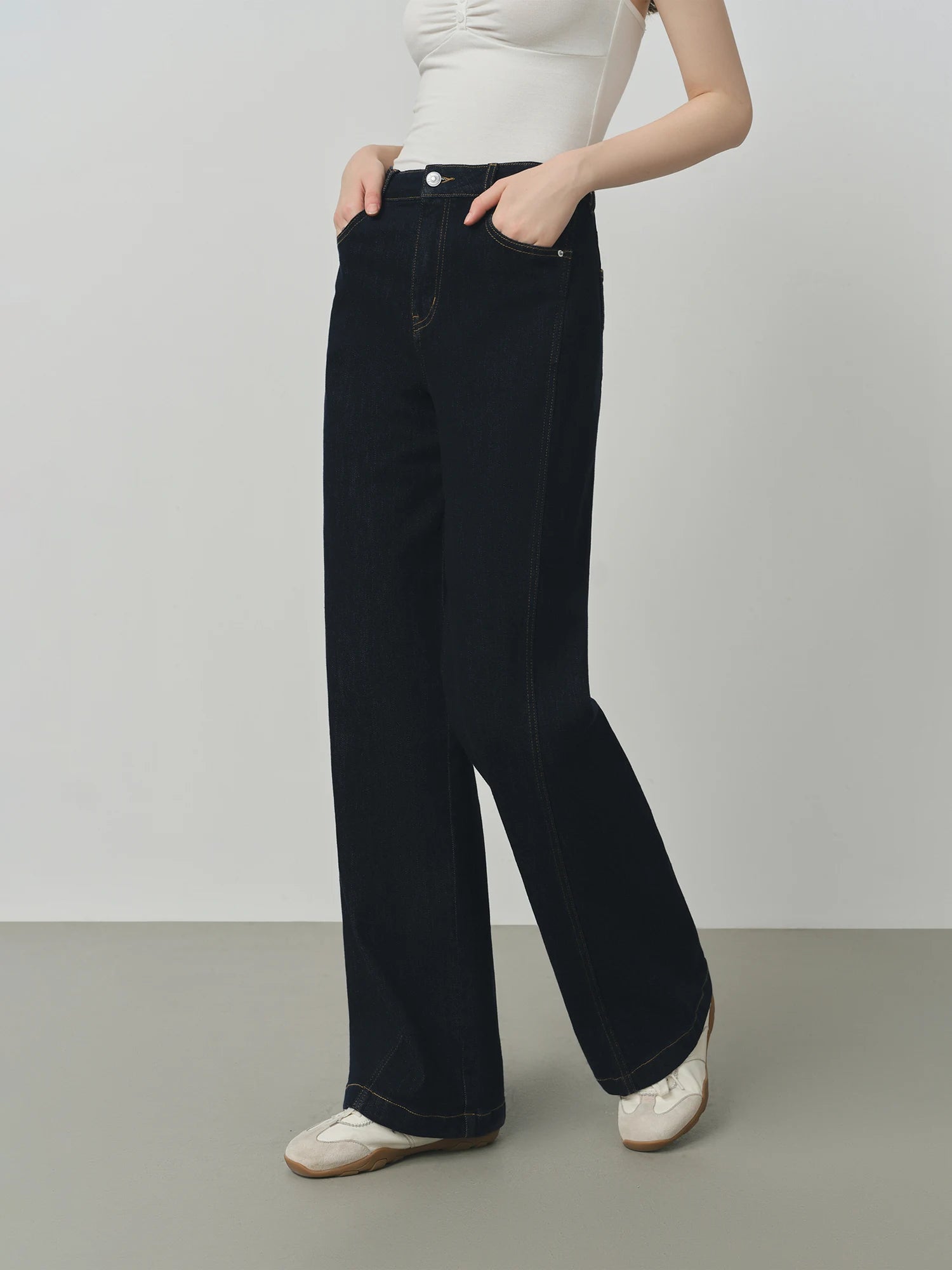 FSLE Retro Raw Denim High-waist Straight-leg Jeans Women's 2025 Early Autumn New 3D Cut Slimming Jeans