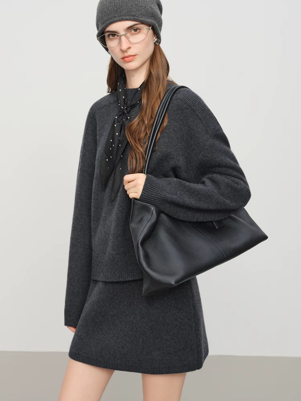 【Premium Series】 Winter 2025 Women's Minimalist Knit Set - Round Neck Sweater & A-Line Skirt Casual Comfort Two Piece Outfit