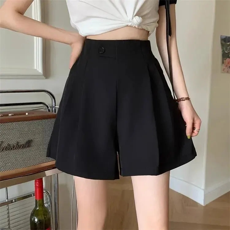 High-waisted Slimming Loose-fit A- line Shorts For Women Petite Casual Fashionable Bell Bottoms