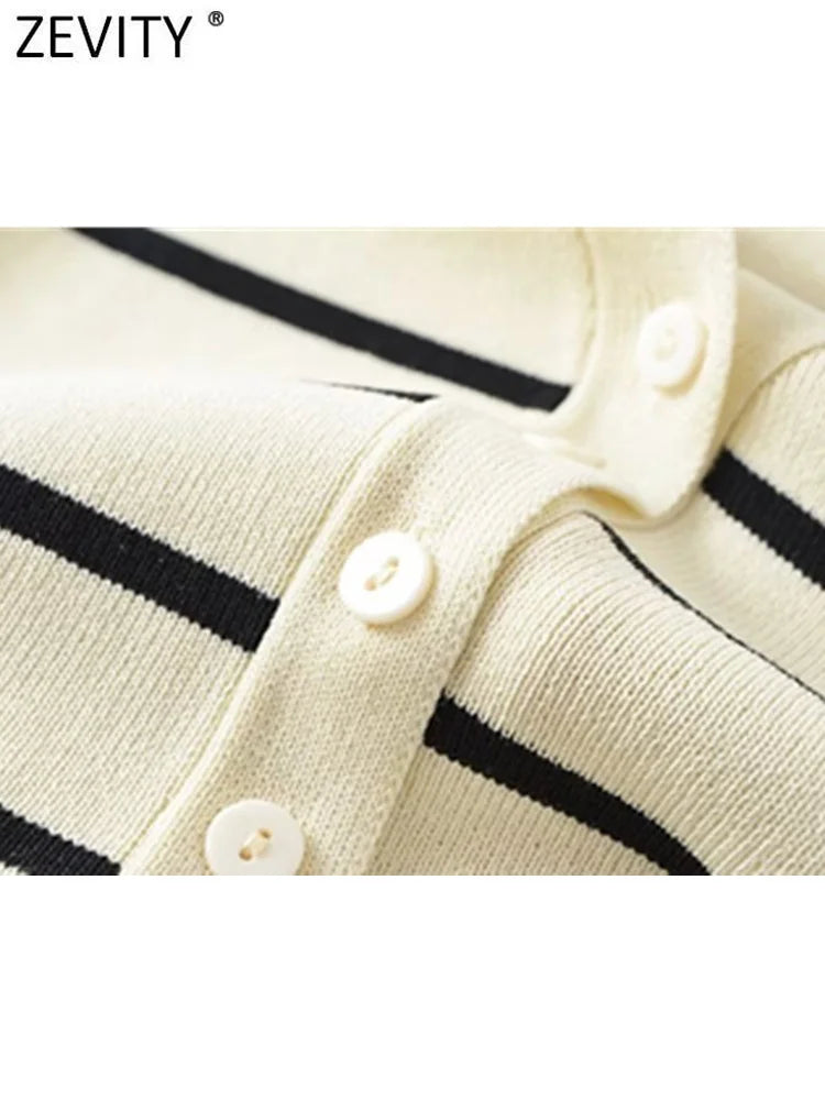 New Women Fashion V Neck Sleeveless Striped Pattern Knitted Vest Sweater Female Chic Single Breasted Cardigan Tops SW4789