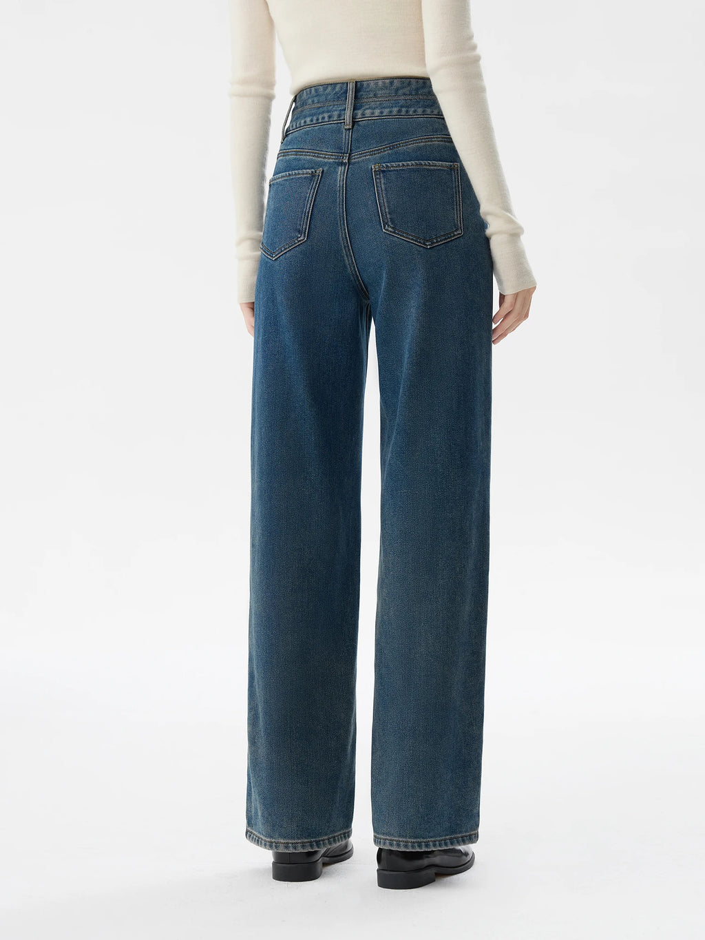 FSLE Office Lady High Waisted Retro Straight Leg Jeans for Women 2024 Winter New Casual Pants Casual Loose 24FS14359