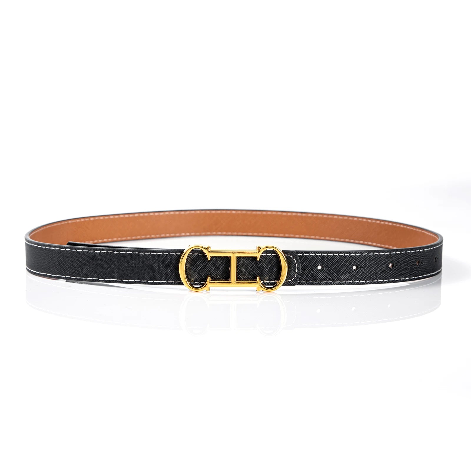 CHCH Double-sided Leather Belt women's Alloy New Luxury Design Fashion Jeans Decorative Women's Retro Decorative Belt