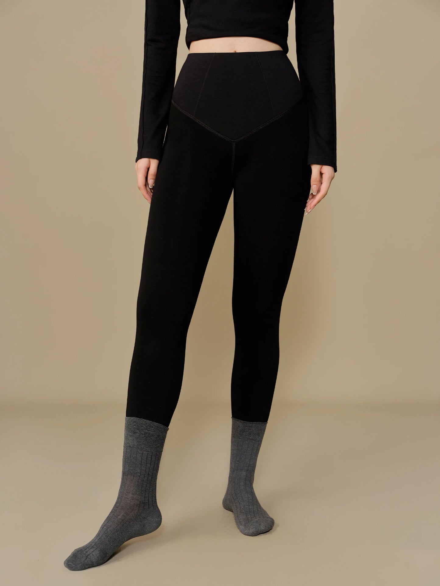 DUSHU Externally Wearable Composite Thickened One-piece Velvet Bottom Pants Winter New Style, Warm and Comfortable Pants