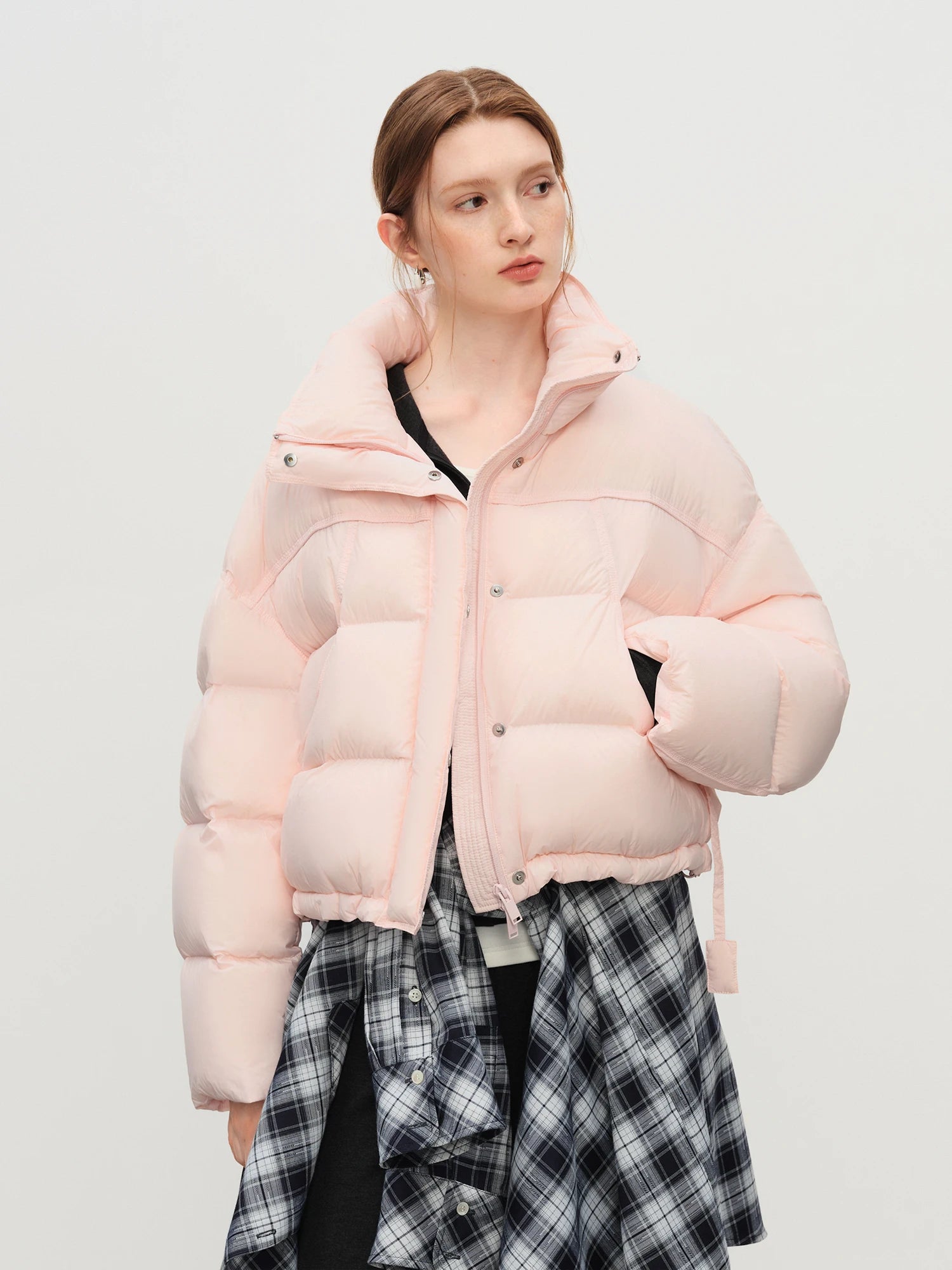 Winter 2025 Women Cloud-Like Puffer Coat - Stand Collar Short Down Jacket Lazy Chic Style Glossy Finish for Casual Comfort
